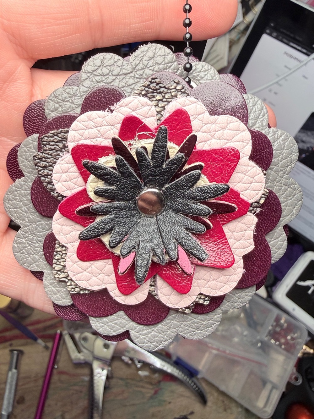Handmade Floral Bag Charm 💜🩷